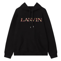 Lanvin Logo Embroidered Cotton Hooded Sweatshirt