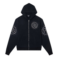 MIXED EMOTION Rhinestone-Emblazoned Logo Hoodie