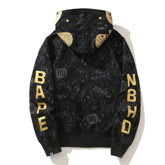 Bape Black Gold Shark Camouflage Hoodies