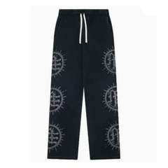 MIXED EMOTION Rhinestone-Emblazoned Logo Pants