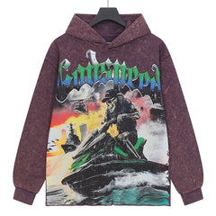 Skull Motorboat Printed Hoodie