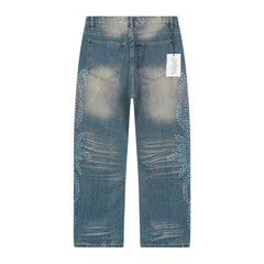 Rhinestone Pattern Jeans #V801