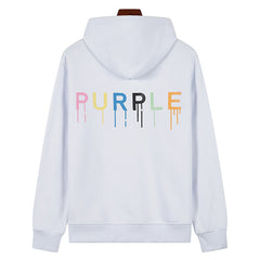 Purple Brand Logo Pattern Printed Hoodie