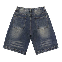 Rhinestone-Studded Letter Denim Shorts #8681