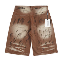 Rhinestone Pattern Denim Shorts #V806