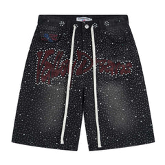 Rhinestone Denim Shorts #V807
