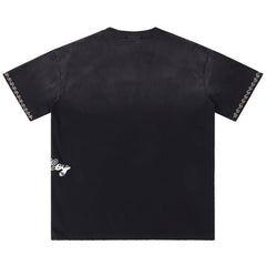 Letter Print Washed Distressed Tee