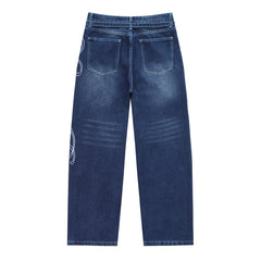 Embroidered Letter Pattern Jeans #V8272
