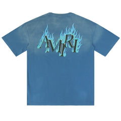 Flame Print Rhinestone Letter T-shirt