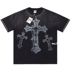 Letter Print Washed Distressed Tee