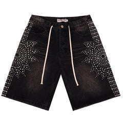 Rhinestone Denim Shorts #8692