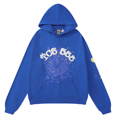 SP5DER TC5555 Spider Web Hoodie-Blue #8206