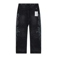 Rhinestone Pattern Jeans #V801
