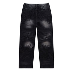 Embroidered Letter Jeans #8261